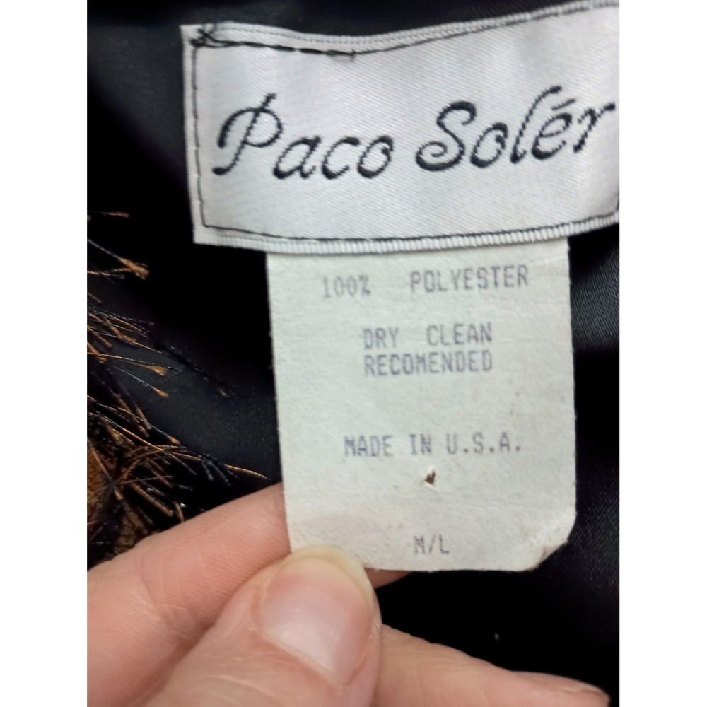 Vintage Paco Soler Vest Womens M/L Brown Animal Print Faux Fur Eyelash Knit - Picture 8 of 12